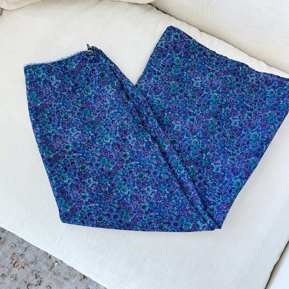 Vintage Floral Blue and Purple Maxi Skirt